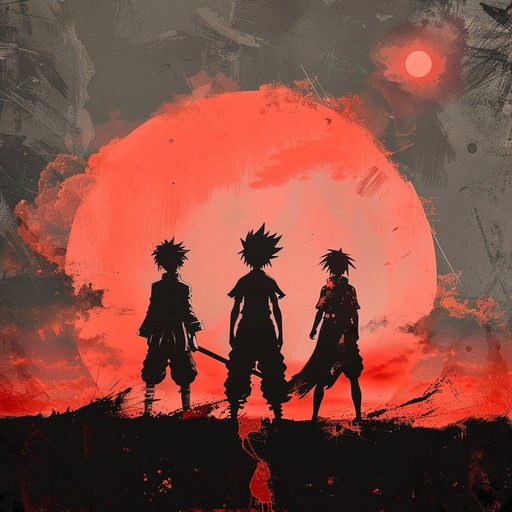 A spirited and rousing instrumental track perfectly suited for an anime opening sequence where heroes gather at dawn, ready to embark on epic adventures. The music starts with vibrant, sweeping synth sounds that build momentum, leading into a punchy, rhythmic section that captures the emotional highs of battle and the camaraderie among warriors