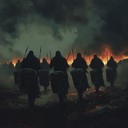 an intense instrumental portraying soldiers' grit marching into battle.
