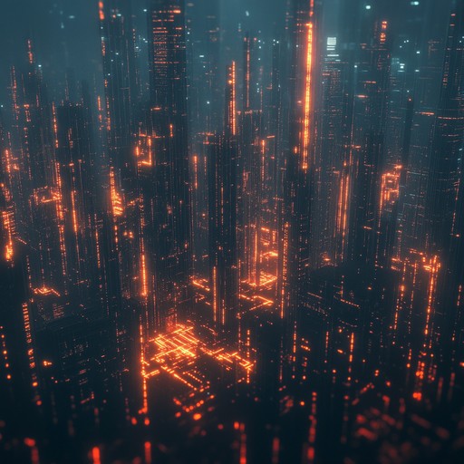 An instrumental composition that fuses futuristic electronic sounds with experimental musical forms, weaving together complex fractal melodies and evolving rhythms to create an immersive auditory journey through abstract digital landscapes.