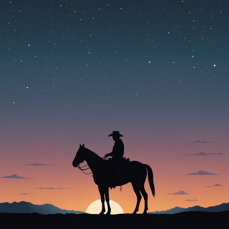 This instrumental piece captures the essence of a tranquil desert landscape at dusk. The gentle strumming of an acoustic guitar invites listeners into a meditative state, while the melody conjures images of vast, untouched wilderness. The song progresses slowly, reflecting the unhurried passage of time in the remote expanses of the west. This is music for reflection, ideal for contemplating life's vast journeys or simply unwinding after a long day.