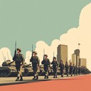 rousing military march with triumphant brass fanfares