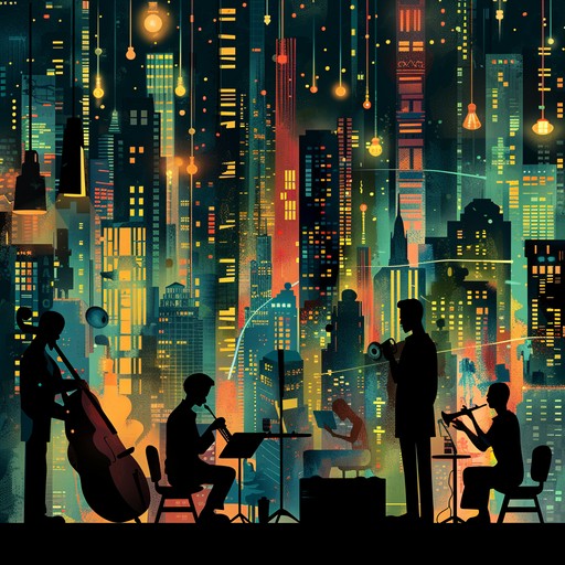 Dive into a vibrant urban nightscape with soulful rhythms and smooth melodies, perfectly capturing the essence of a lively jazz club. Feel the euphoric ambiance as intricate harmonies and groovy beats enliven your senses.