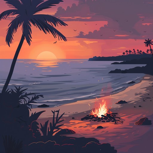 A soundscape that brings the tropical sunset to life with bouncy rhythms, dreamy melodies, and lively percussion, capturing the essence of an exotic beach party.