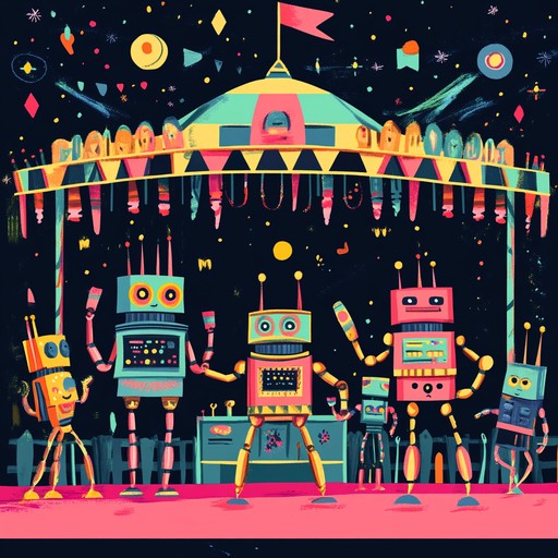 A lively and energetic instrumental edm song featuring catchy synth hooks and playful percussion elements, evoking the atmosphere of a fun filled carnival parade.