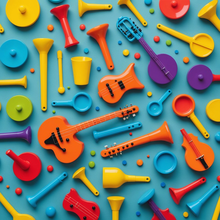 An imaginative journey depicted through the dynamic and whimsical sounds of miniature toy instruments, crafting a playful and intricate soundscape that blends nostalgia with fantastical creativity