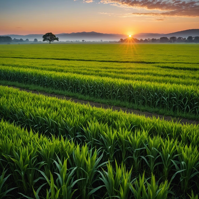 Imagine the first light of dawn breaking over lush green fields, where a soft melody played on a traditional flute fills the air with calm and optimism. The simplicity and repetitive motifs mirror the peaceful, predictable life of the countryside. This serene instrumental piece transports listeners to a tranquil rural scenery, embracing a sense of freedom and light heartedness.