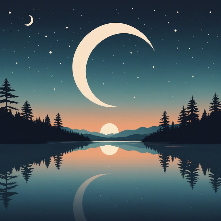 Imagine a soft melody playing from an ancient harp, each note a star twinkling in the vast, clear night. A gentle echo carries the sound across the peaceful landscapes, inviting the soul to dream and wander among the cosmic wonders.