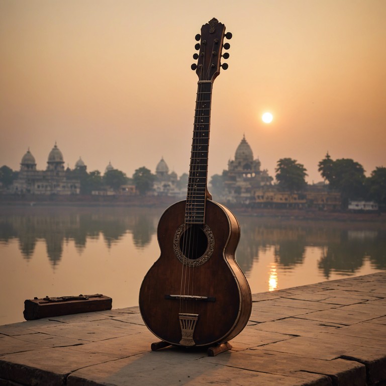 This composition weaves a hypnotic tapestry of sounds reflective of north india’s rich musical heritage. The track uses a single sitar to encapsulate the depth and spirituality of classical hindustani music, guided by a traditional raga structure. This melody elicits an emotional journey through serene landscapes and ancient wisdom, evoking traditional aesthetics and timeless grace.