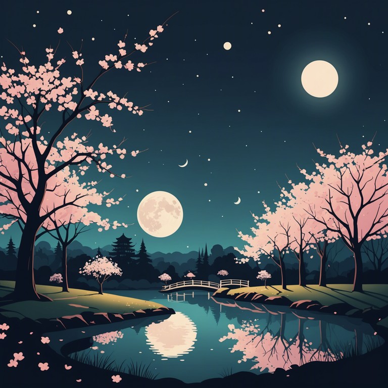 This piece captures the essence of a serene night in japan where the gentle whispers of spring can be felt through music, evoking emotions connected to solitude and reflection. The use of traditional japanese flutes creates a deep intimate connection with the listener, as if wandering through a night time cherry blossom forest.