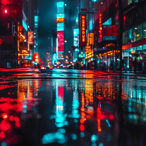 An atmospheric instrumental piece that fuses modern urban rhythms with ethereal anime melodies, capturing the essence of a bustling city at night illuminated by neon lights.