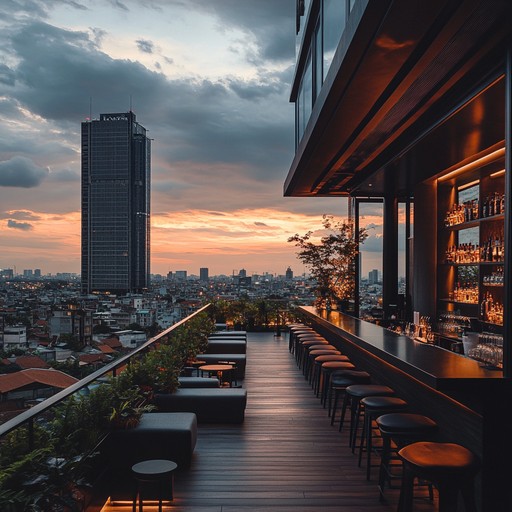Immerse in elegant jazz fusion with urban influences, ideal for sophisticated gatherings. Brass harmonies and eclectic rhythms merge, crafting a worldly musical experience.