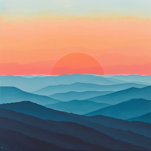 Imagine a gentle melody capturing the essence of a peaceful sunset over the blue ridge mountains, where the sounds echo the tranquility of nature, blending traditional folk elements with a sense of timelessness