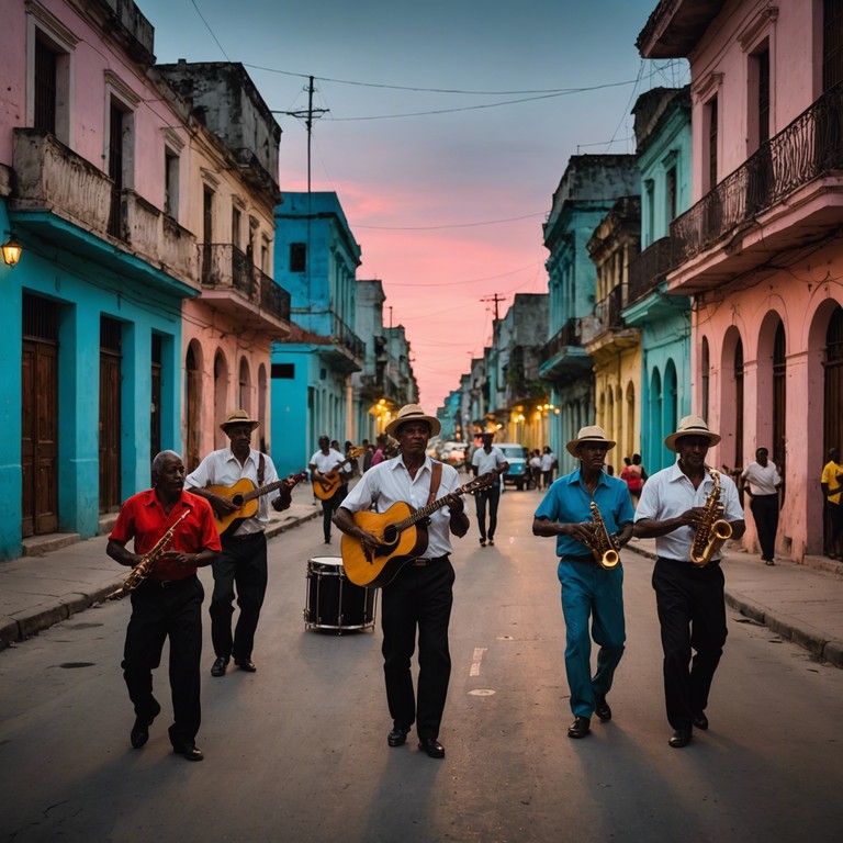 Immerse yourself in the historical heart of havana with this emotionally complex piece. As the slow darkness drapes the city, the echoes of claves capture the essence of afro cuban spirit, painted with strokes of both joy and deep nostalgia, making it a captivating musical tribute to a beautiful culture.