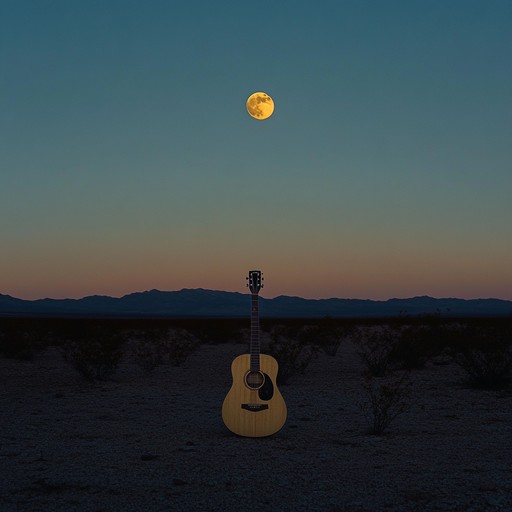 A solitary acoustic guitar reverberates, painting a soundscape of the vast, moonlit desert. The minimalist composition evokes the immense loneliness and tranquil peace synonymous with late night desert settings, as each strum resonates like a whisper carried away by the wind.