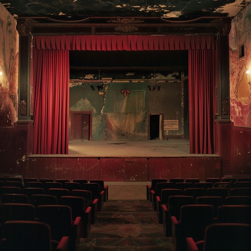 An enigmatic, haunting broadway track featuring a mysterious melody that unfolds slowly, evoking the sensation of hidden secrets behind the elegant velvet curtains of an old theatre. The intricate arrangements create a sense of depth and intrigue, pulling the listener into a world of theatrical suspense and whispered stories.