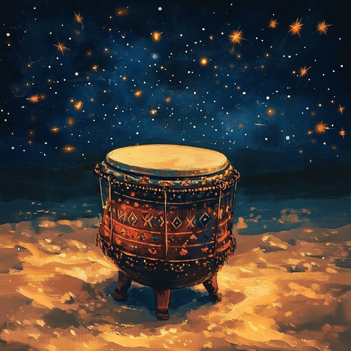 A vibrant instrumental piece merging lively middle eastern percussion with melodic themes inspired by the serenity and mystery of desert nights; the composition invites listeners to experience the joy and freedom of dancing under the starlit sky, embracing the energy and spirit of ancient traditions