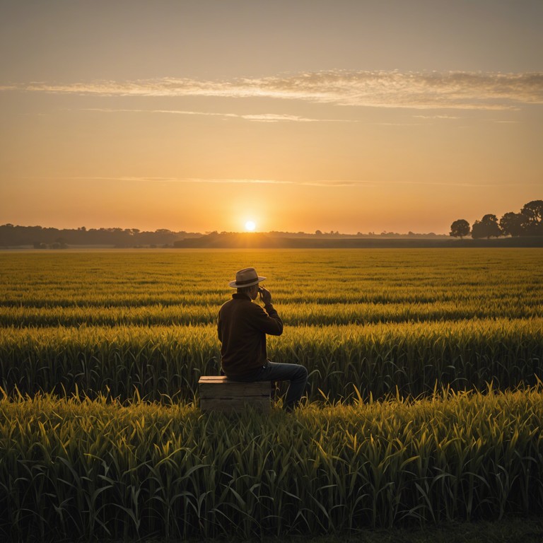 Imagine a scene where the early morning sun rises above a calm, serene landscape. As the day breaks, a single harmonica plays a soul stirring melody filled with hope and triumph. The music captures the essence of overcoming adversity, reflecting a journey from struggle to victory. Each note resonates with the depth of blues but is lifted by a distinctly triumphant air, representing new beginnings and fulfilled dreams.