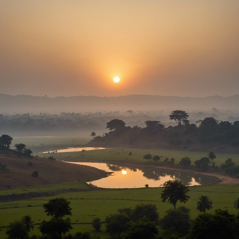 This track captures the essence of a tranquil early morning where the gentle touch of the sun brings the world to life. The composition uses traditional hindustani techniques to sketch an auditory scene filled with peace and awakening. Through the virtuosic usage of the sitar, the piece evolves, embracing both the simplicity and complexity of dawn's first light.