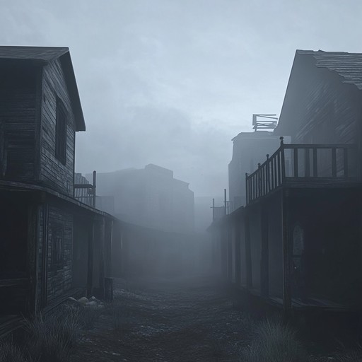 An evocative instrumental featuring haunting melodies and dark tones, echoing through the vast, desolate landscapes of a ghost town. The music combines traditional americana sounds with a sinister twist, creating a chilling and immersive sonic experience for listeners. It portrays a haunting atmosphere that reflects deserted streets, abandoned buildings, and unsettling, ghostly presences in an old western town.