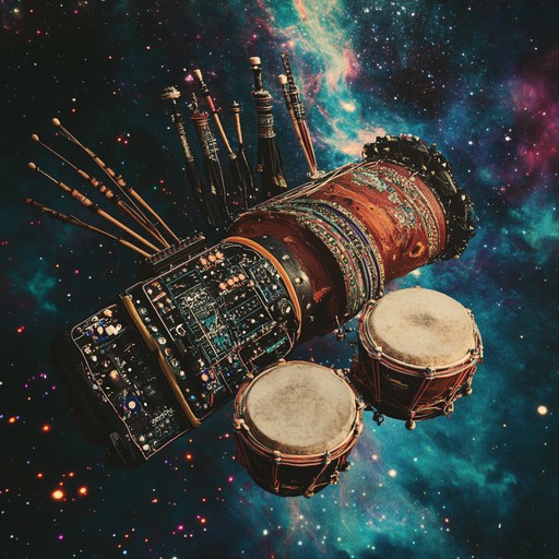 An instrumental blend of punjabi dhol rhythms and bhangra melodies with modern electronic synthesizers and space inspired sounds, creating an upbeat and joyful track that bridges cultural and musical worlds.