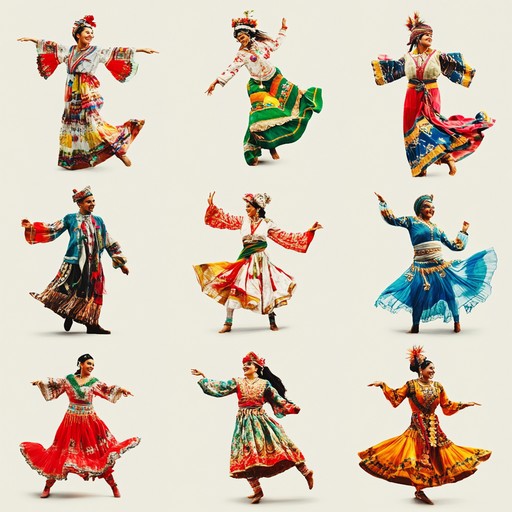 Bouncing to energetic beats, this track fuses world rhythms, combining african drums with latin brass and middle eastern melodies. Harmonic dance of cultures invites celebration.