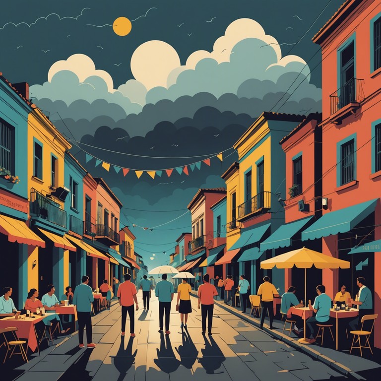 A powerful composition that fuses energetic traditional colombian cumbia rhythms with modern, pulsating beats for an intense musical experience. The song captures the essence of a stormy night in bogotá, where the air is electric and the streets come alive with the sounds of celebration and resilience.