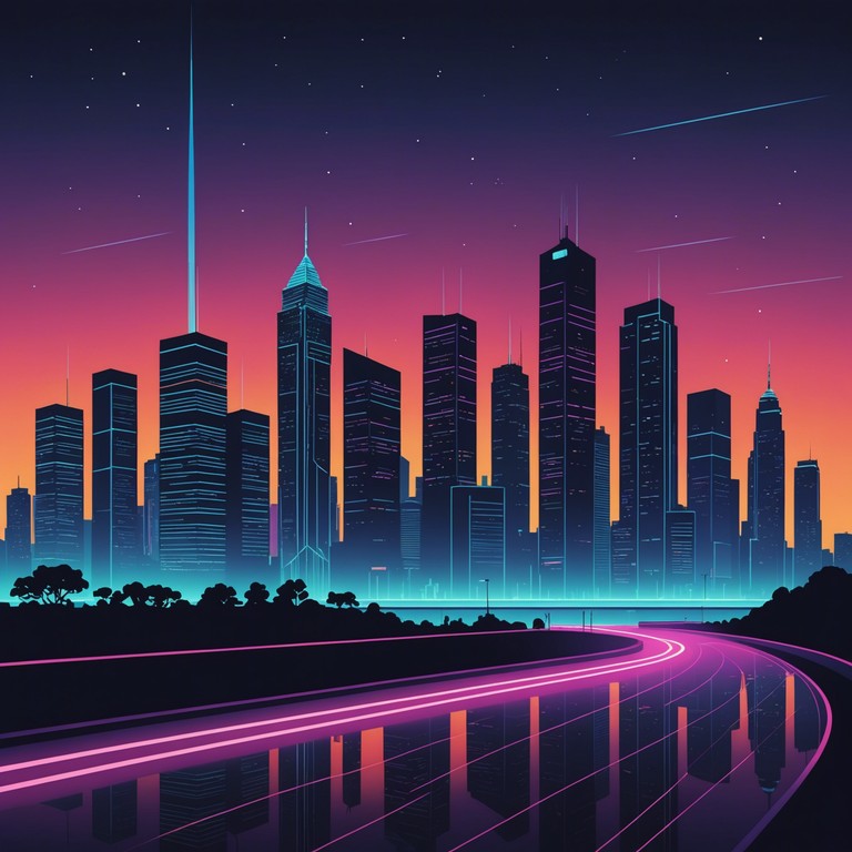 This track combines lush electronic layers with energetic beats, creating a soundscape that transports the listener to a futuristic cityscape bathed in neon lights. The composition progresses through dreamy sequences that climax in powerful, vibrant choruses, illustrating a night of endless possibilities in a modern metropolis.