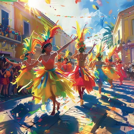 Infused with rhythmic drumming, fiery brass, and lively percussion, this exhilarating samba captures the essence of brazil's carnival streets. The infectious grooves elevate the listener's spirit, inviting them to dance and celebrate. Each note pulses with the contagious rhythms and excitement, transporting you to the heart of a rio de janeiro parade.