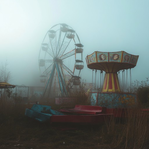 As the night deepens, sounds of an old accordion manifest the presence of past carnival revelers, now spirits lost in time. The energy builds, with crescendos that breathe life into the dark silence of the night, crafting an immersive backdrop of thrill and terror.