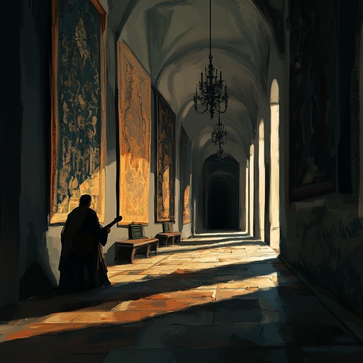 An instrumental piece that brings to life the sorrowful tunes of an ancient troubadour. The melancholy lute echoes through shadowy hallways, resonating with haunting melodies and wistful nostalgia, evoking images of timeless love and lost stories.