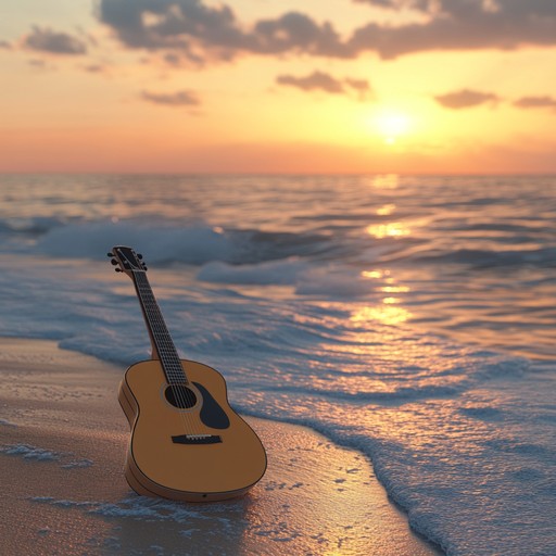 An instrumental piece combining soft ocean waves with gentle acoustic guitar, creating a relaxing and eclectic atmosphere reminiscent of a tranquil seaside evening.