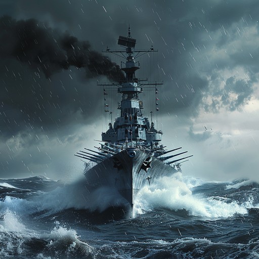 An instrumental piece exuding power and grandeur, evoking the might and historical significance of the russian naval forces, set to a dramatic and heroic soundscape