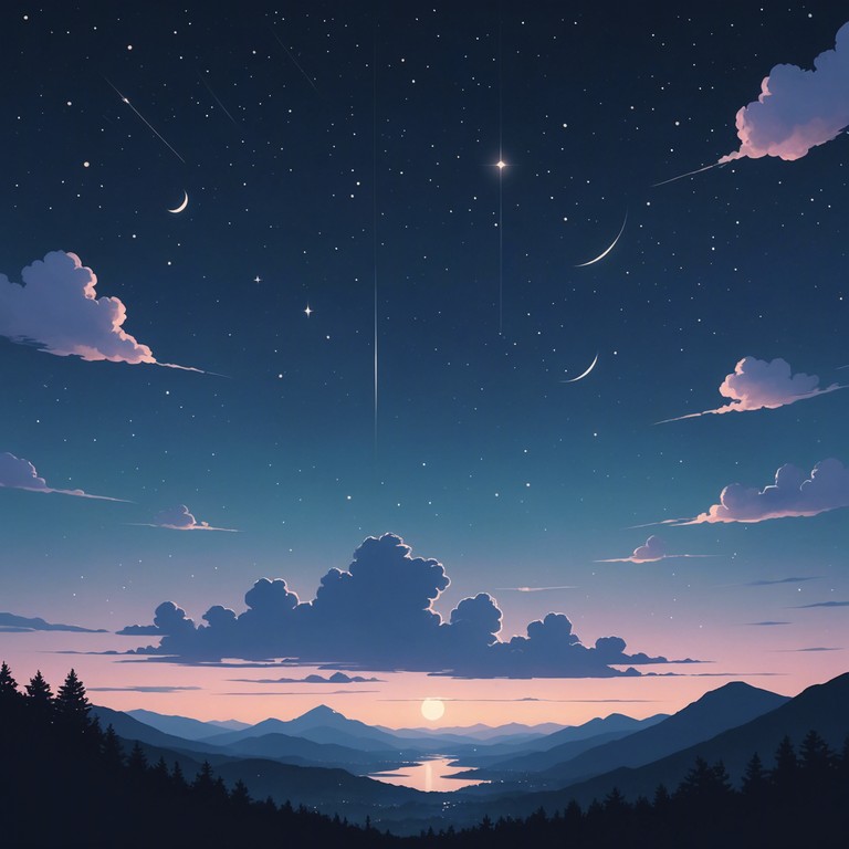 This track transports listeners with its deep, soothing tones and mellow pace, designed to evoke a sense of serenity and reflection. The composition focuses on creating a lush soundscape that feels like drifting through a starlit sky.