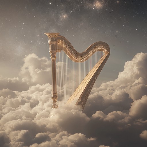 An enchanting orchestral composition that gently envelops the listener in serene harmonies, featuring the delicate tones of the harp to evoke a peaceful journey through tranquil, starlit skies.