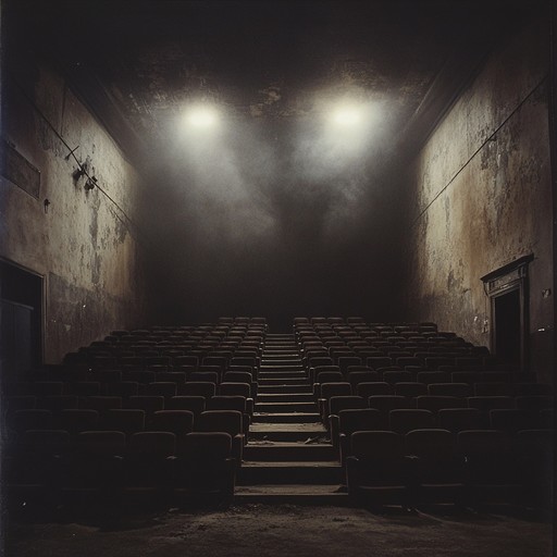 Imagine a darkened stage where shadows move and eerie sounds echo through the empty seats. This piece blends theatrical elements with a deeply unsettling tone, creating an atmospheric and menacing listening experience.