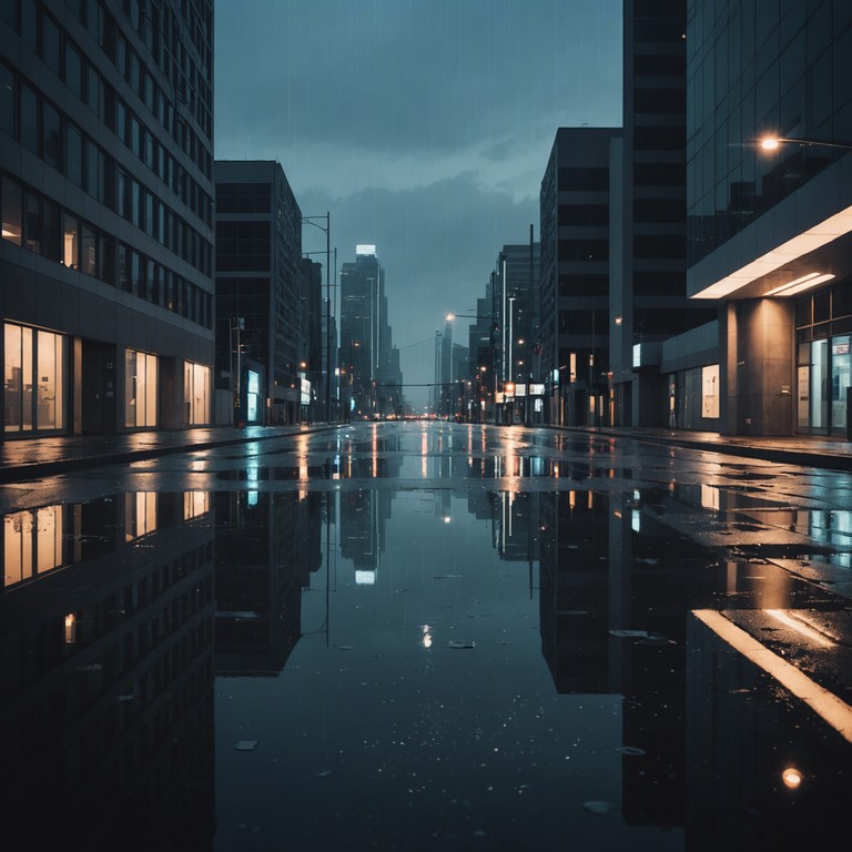 Imagine a soundtrack for a cyberpunk film noir. This alternative title and description focus on deeper, resonating sounds that emulate the echoes of a giant, deserted cybernetic mega city. The track would feature recurring motifs that reflect the cyclical nature of technology and humanity, looping back but slightly altered each time to represent change within the static.