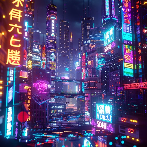 Journey through a neon lit digital cityscape with pulsing beats and futuristic soundscapes, creating an immersive and captivating techno experience