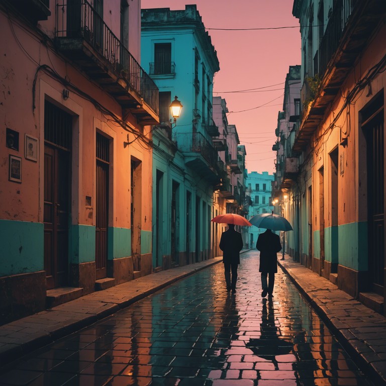 A soft piano piece overlayed with traditional cuban percussion captures the essence of a bygone era and the persistent heartache of unattainable return. The music serves as a backdrop to an emotional journey through the storied streets of havana, engaging deeply with the themes of historical melancholy and cultural beauty.