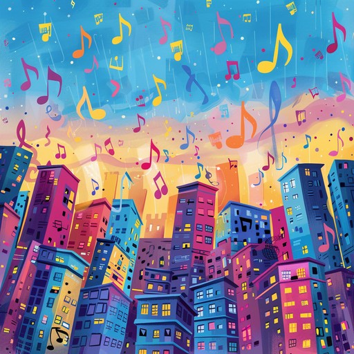 Catchy and lively hip hop track with joyful and quirky elements. This track features uplifting beats, whimsical samples, and energetic rhythms, perfect for capturing the essence of urban playfulness and vibrant city life