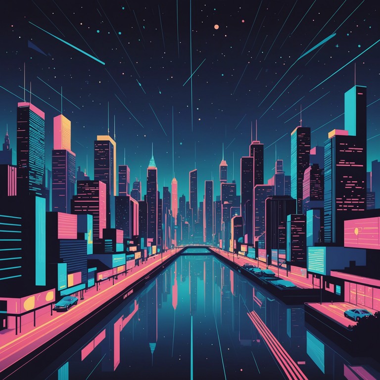 Imagine a serene soundscape where gentle synthetic waves meet the quiet hum of a bustling future city. Layers of ethereal synth textures weave seamlessly with deep, ambient beats to evoke peace amidst a backdrop of digital pulse and neon glow.