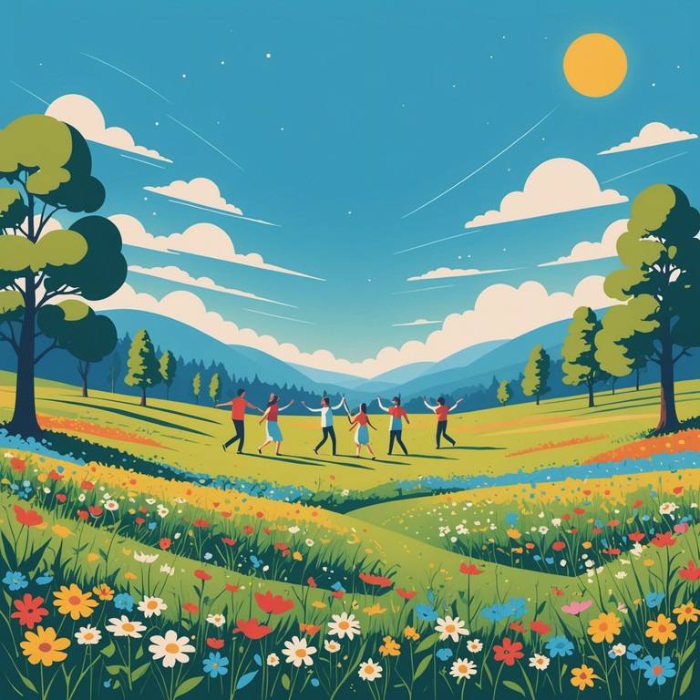 A melodic journey through the heart of a sunlit meadow, this piece captures the essence of joy and simplicity with upbeat rhythms and a lively atmosphere. The song utilizes traditional folk melodies, infused with a modern twist, to evoke feelings of happiness and carefree days spent outdoors. It's ideal for creating a positive, uplifting mood, perfect for any day that needs a touch of sunshine.