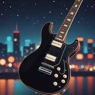 reflect on nighttime cityscapes with guitar