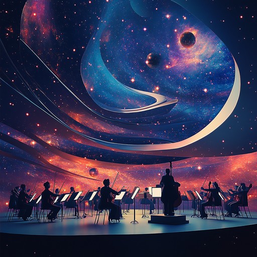 An orchestral piece that captures the awe inspiring mysteries of the cosmos, using lush strings, vivid brass, and haunting woodwinds to create a dynamic and emotional experience. Listeners embark on a musical journey through galaxies and stellar phenomena.