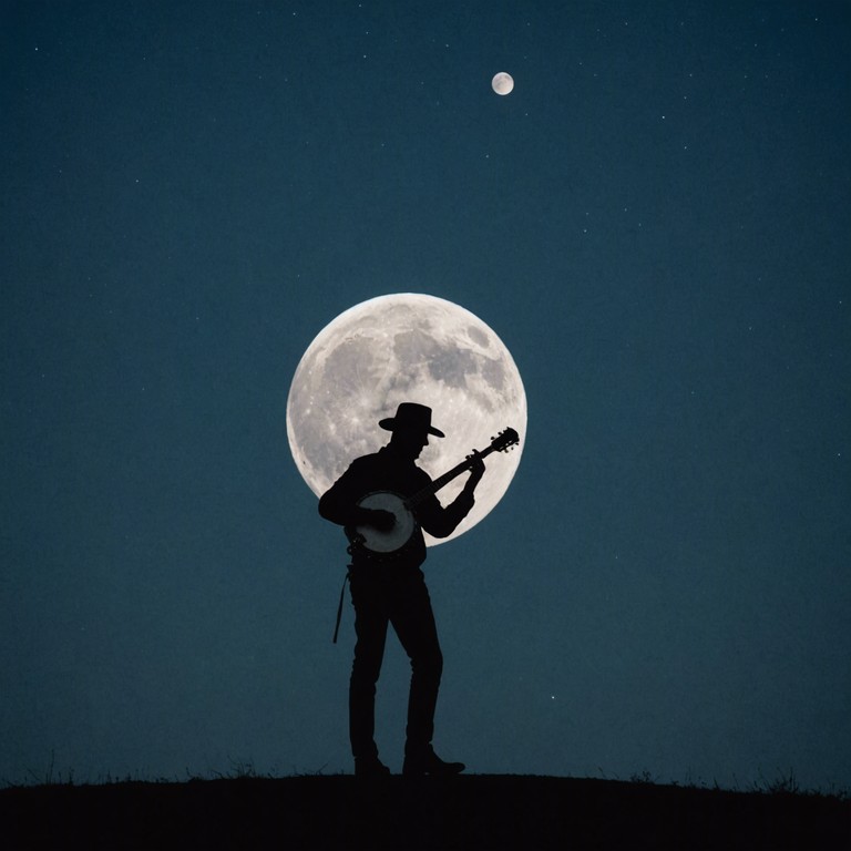 A tender and introspective bluegrass piece that captures the essence of a lonely evening in the appalachian mountains, with a gentle banjo resonating under a clear, star filled sky. Elements of traditional folk melodies weave through the composition, creating a tapestry of sound that is both haunting and beautiful.