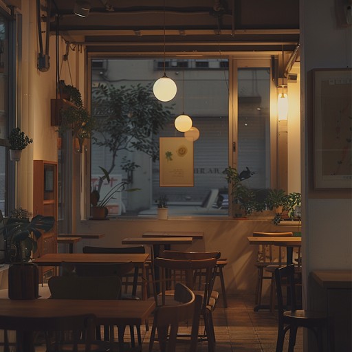 Experience a tranquil yet evocative evening with muted trumpet melodies and soft piano, evoking a sense of nostalgia and gentle yearning. Perfect for a quiet, reflective night in a cafe setting.