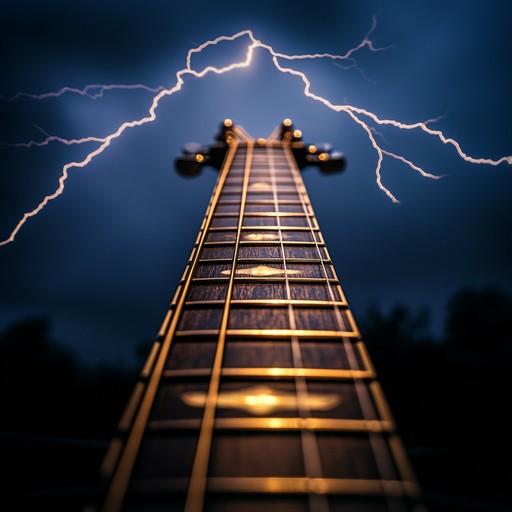 An intense, electrifying composition featuring intricate guitar solos and fast paced, powerful drum rhythms. This rock piece captures the energy and fury of a raging thunderstorm, creating an atmosphere charged with raw power and vibrant dynamism.