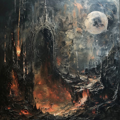 A harrowing journey into the depths of hell, this intense death metal instrumental assaults the senses with lightning-fast blast beats, guttural bass lines, and intricate, demonic guitar riffs. The oppressive atmosphere conjures images of eternal torment and unimaginable suffering in a fiery underworld.