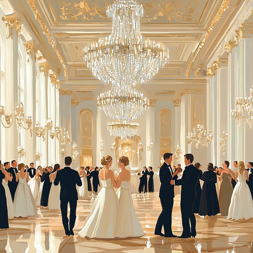 A refined and flowing waltz that brings to life a luxurious ballroom, capturing the elegance and sophistication of high class social gatherings. The melody is enriched with delicate piano, gently supported by rich orchestral strings, creating an ambiance of timeless beauty and grandeur.