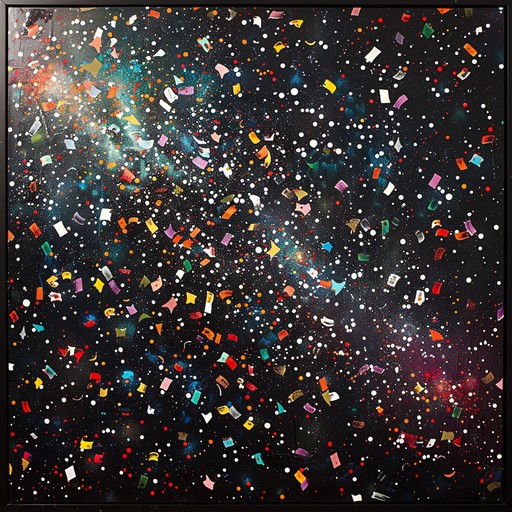 This lively instrumental track features a catchy melody with bright synths, grooving basslines, and energetic drum beats that will get everyone dancing. Shimmering arpeggios and sparkling sound effects add a touch of cosmic flair, making it feel like confetti is raining down from the stars.