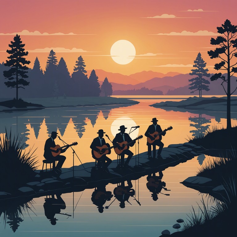 Imagine a group of musicians gathered by a sunlit river, their banjos and fiddles crafting exciting stories of adventures and nature. This track captures the essence of traditional bluegrass music enriched with a vivid sense of community and celebration.